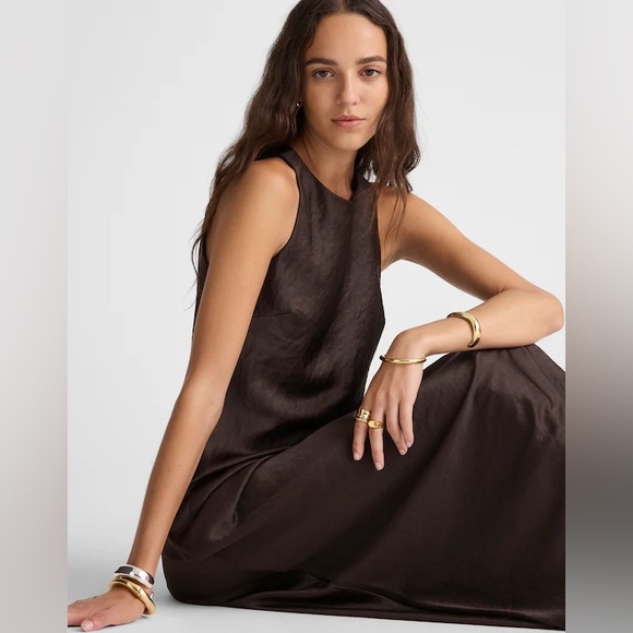 NWT Madewell Chocolate Brown Petite Sleeveless Midi Dress - Picture 5 of 10